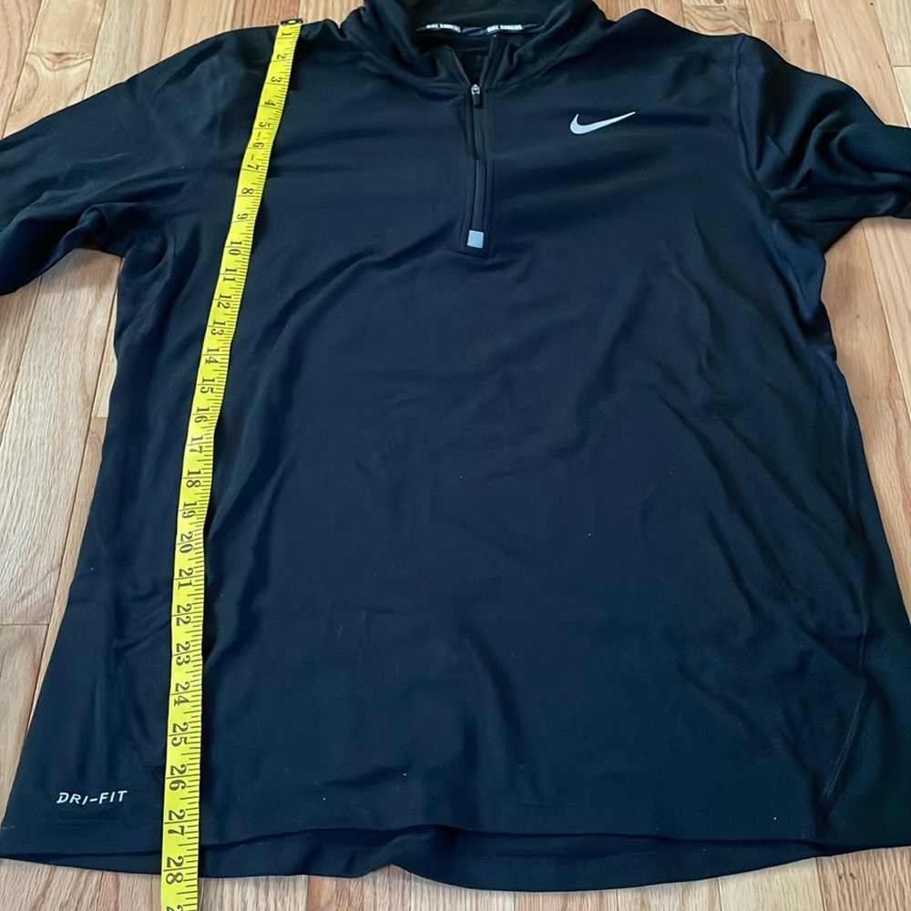 Nike 1/4 Zip Pullover Mens Large Black White Swoosh Logo Sweatshirt Running Gym - Picture 6 of 10